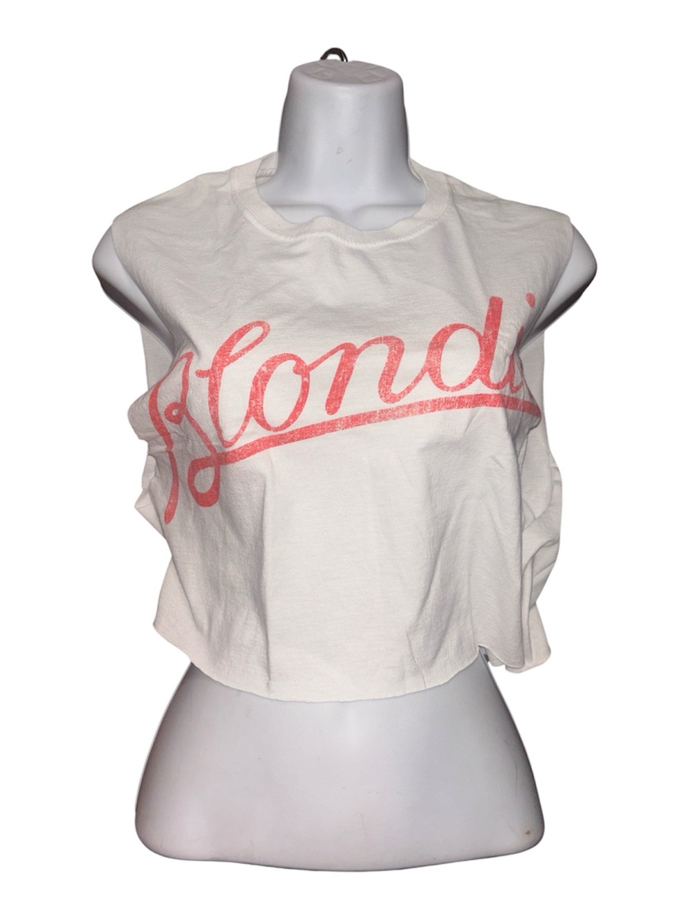 Blondie Crop Top Womens Medium White Graphic Band Tee NWOT